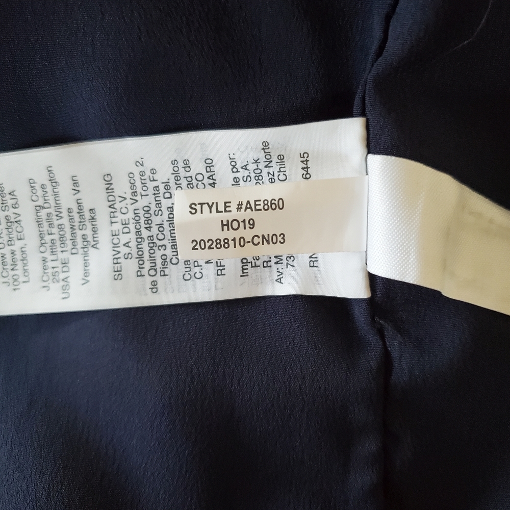 J. CREW XS Shaded Floral Crinkle Chiffon Smocked Top Navy LS Mock Neck Office - Picture 12 of 15